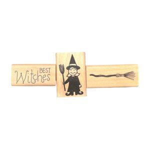 Set Of 3 A Muse Artstamps Wood Mounted Rubber Stamps - Halloween